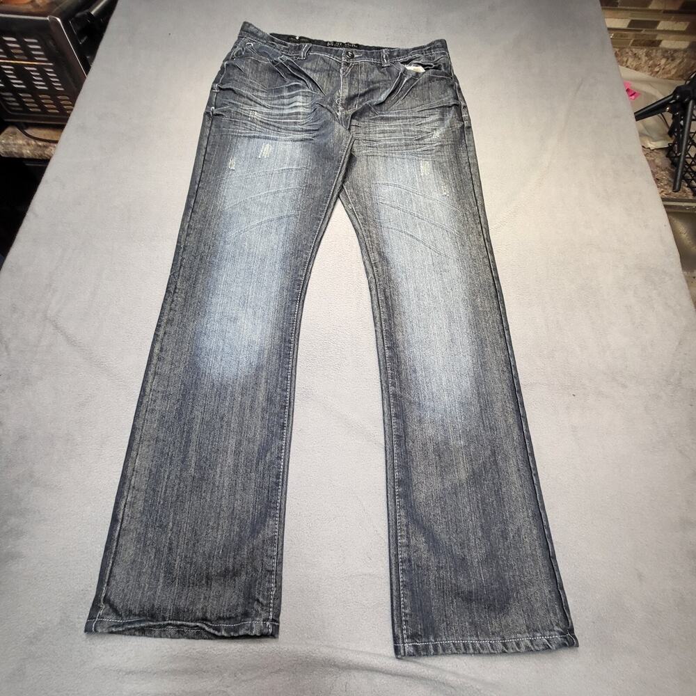 CJ Black Jeans Mens 38x34 Blue Low Rise‎ Slim Straight Leg Distressed Denim